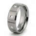  8 mm Tungsten Diamond Ring  Vertical Cut  Center and Bevel Edge Diamond of 0.10 cttw